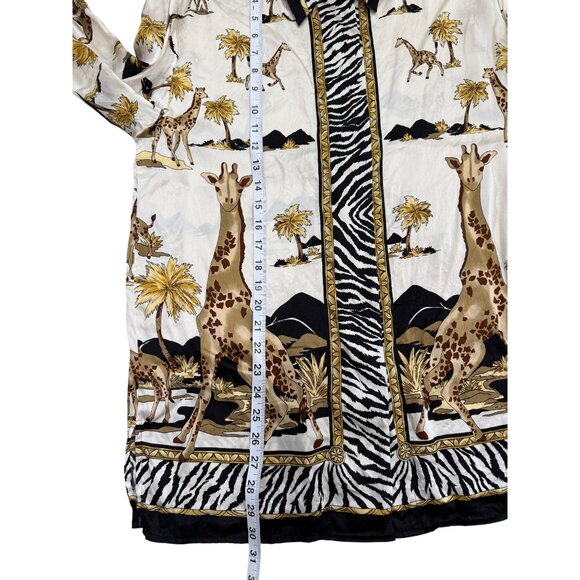 Corey B. New York Womens Silk Top Button-Up Safari Giraffe Tunic Shirt Size M - Picture 6 of 7